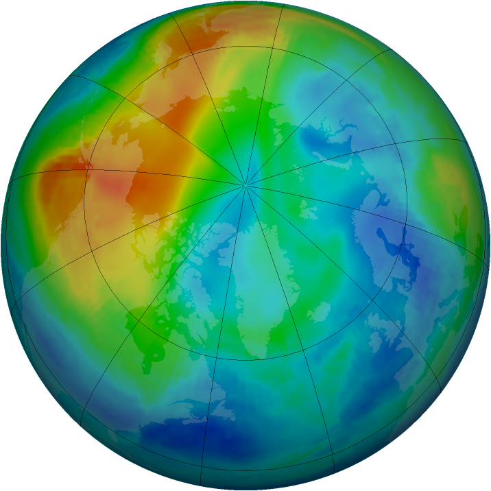 Arctic ozone map for 27 November 1999